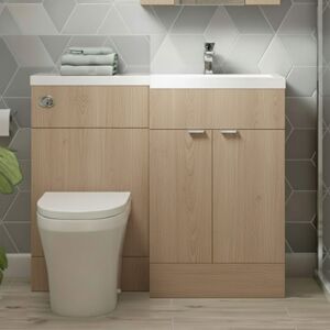 Hudson Reed - Fusion rh Combination Unit with 500mm wc Unit - 1000mm Wide - Bleached Oak Hudson Reed - Fusion rh Combination Unit with 500mm wc Unit - 1000mm Wide - Bleached Oak