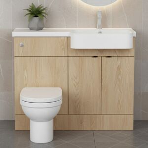 Hudson Reed - Fusion rh Combination Unit with Round Semi Recessed Basin 1100mm Wide - Bleached Oak Hudson Reed - Fusion rh Combination Unit with Round Semi Recessed Basin 1100mm Wide - Bleached Oak