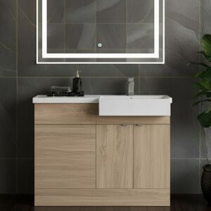 Hudson Reed - Fusion rh Combination Unit with Square Semi Recessed Basin 1100mm Wide - Bleached Oak Hudson Reed - Fusion rh Combination Unit with Square Semi Recessed Basin 1100mm Wide - Bleached Oak
