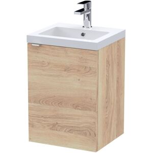 Hudson Reed Fusion Wall Hung 1-Door Vanity Unit with Basin 400mm Wide - Bleached Oak Hudson Reed Fusion Wall Hung 1-Door Vanity Unit with Basin 400mm Wide - Bleached Oak