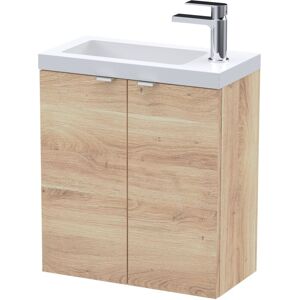 Hudson Reed - Fusion Wall Hung 2-Door Vanity Unit with Compact Basin 500mm Wide - Bleached Oak Hudson Reed - Fusion Wall Hung 2-Door Vanity Unit with Compact Basin 500mm Wide - Bleached Oak