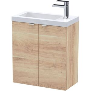 Hudson Reed - Fusion Wall Hung 2-Door Vanity Unit with Compact Basin 500mm Wide - Bleached Oak Hudson Reed - Fusion Wall Hung 2-Door Vanity Unit with Compact Basin 500mm Wide - Bleached Oak