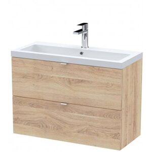 Hudson Reed - Fusion Wall Hung 2-Drawer Vanity Unit with Basin 800mm Wide - Bleached Oak Hudson Reed - Fusion Wall Hung 2-Drawer Vanity Unit with Basin 800mm Wide - Bleached Oak