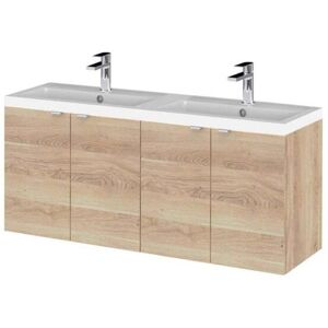 Hudson Reed - Fusion Wall Hung 4-Door Vanity Unit with Double Basin 1200mm Wide - Bleached Oak Hudson Reed - Fusion Wall Hung 4-Door Vanity Unit with Double Basin 1200mm Wide - Bleached Oak