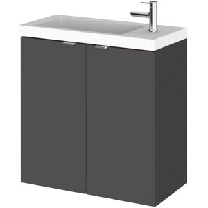 Hudson Reed - Fusion Wall Hung 2-Door Vanity Unit with Compact Basin 500mm Wide - Gloss Grey Hudson Reed - Fusion Wall Hung 2-Door Vanity Unit with Compact Basin 500mm Wide - Gloss Grey