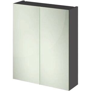 Hudson Reed - Fusion Mirrored Bathroom Cabinet (50/50) 600mm Wide - Gloss Grey Hudson Reed - Fusion Mirrored Bathroom Cabinet (50/50) 600mm Wide - Gloss Grey