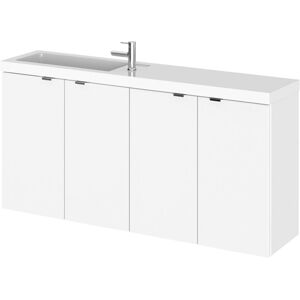 Hudson Reed - Fusion Compact Wall Hung 4-Door Vanity Unit with Polymarble Basin 1000mm Wide - Gloss White Hudson Reed - Fusion Compact Wall Hung 4-Door Vanity Unit with Polymarble Basin 1000mm Wide - Gloss White