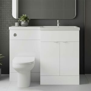 Hudson Reed - Fusion rh Combination Unit with l Shape Basin - 1100mm Wide - Gloss White Hudson Reed - Fusion rh Combination Unit with l Shape Basin - 1100mm Wide - Gloss White