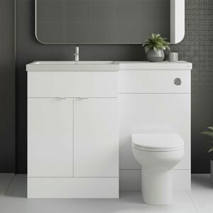 Hudson Reed - Fusion lh Combination Unit with l Shape Basin - 1100mm Wide - Gloss White Hudson Reed - Fusion lh Combination Unit with l Shape Basin - 1100mm Wide - Gloss White