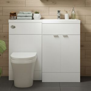 Hudson Reed - Fusion rh Combination Unit with 600mm wc Unit - 1200mm Wide - Gloss White Hudson Reed - Fusion rh Combination Unit with 600mm wc Unit - 1200mm Wide - Gloss White