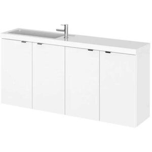 Hudson Reed - Fusion Wall Hung 4-Door Vanity Unit with Compact Basin 1200mm Wide - Gloss White Hudson Reed - Fusion Wall Hung 4-Door Vanity Unit with Compact Basin 1200mm Wide - Gloss White