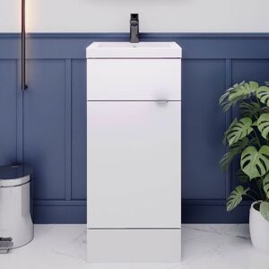 Hudson Reed - Fusion Floor Standing Vanity Unit with Basin 400mm Wide - Gloss White Hudson Reed - Fusion Floor Standing Vanity Unit with Basin 400mm Wide - Gloss White