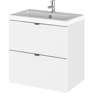 Hudson Reed - Fusion Wall Hung 2-Drawer Vanity Unit with Basin 500mm Wide - Gloss White Hudson Reed - Fusion Wall Hung 2-Drawer Vanity Unit with Basin 500mm Wide - Gloss White