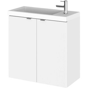 Hudson Reed Fusion Wall Hung 2-Door Vanity Unit with Compact Basin 500mm Wide - Gloss White Hudson Reed Fusion Wall Hung 2-Door Vanity Unit with Compact Basin 500mm Wide - Gloss White