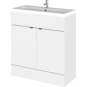 Hudson Reed - Fusion Floor Standing Vanity Unit with Basin 800mm Wide - Gloss White Hudson Reed - Fusion Floor Standing Vanity Unit with Basin 800mm Wide - Gloss White