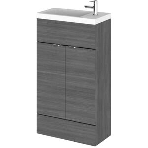 Hudson Reed - Fusion Compact Vanity Unit with Basin 500mm Wide - Anthracite Woodgrain Hudson Reed - Fusion Compact Vanity Unit with Basin 500mm Wide - Anthracite Woodgrain