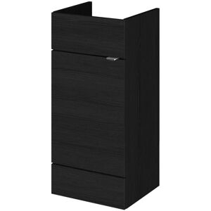 Hudson Reed - Fusion Charcoal Black Woodgrain 400mm Floor Standing Single Door Storage Unit - OFF604 Hudson Reed - Fusion Charcoal Black Woodgrain 400mm Floor Standing Single Door Storage Unit - OFF604