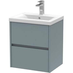 Hudson Reed - Nuie Havana Matt Coastal Grey 500mm Wall Hung 2 Drawer Vanity Unit and Mid Edge Ceramic Basin - HAV2302A Hudson Reed - Nuie Havana Matt Coastal Grey 500mm Wall Hung 2 Drawer Vanity Unit and Mid Edge Ceramic Basin - HAV2302A