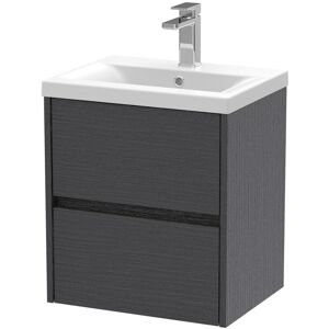 HUDSON REED Nuie Havana Graphite Grey Woodgrain 500mm Wall Hung 2 Drawer Vanity Unit and Mid Edge Ceramic Basin - HAV2202A HUDSON REED Nuie Havana Graphite Grey Woodgrain 500mm Wall Hung 2 Drawer Vanity Unit and Mid Edge Ceramic Basin - HAV2202A