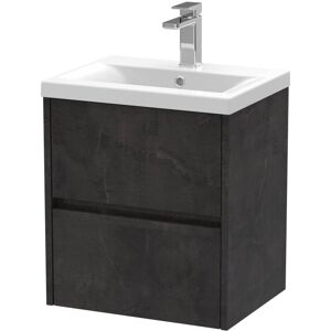 Hudson Reed - Nuie Havana Matt Metallic Slate 500mm Wall Hung 2 Drawer Vanity Unit and Mid Edge Ceramic Basin - HAV2602A Hudson Reed - Nuie Havana Matt Metallic Slate 500mm Wall Hung 2 Drawer Vanity Unit and Mid Edge Ceramic Basin - HAV2602A