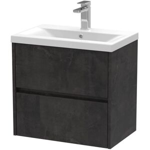 Hudson Reed - Nuie Havana Matt Metallic Slate 600mm Wall Hung 2 Drawer Vanity Unit and Mid Edge Ceramic Basin - HAV2604A Hudson Reed - Nuie Havana Matt Metallic Slate 600mm Wall Hung 2 Drawer Vanity Unit and Mid Edge Ceramic Basin - HAV2604A