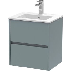 Hudson Reed - Nuie Havana Matt Coastal Grey 500mm Wall Hung 2 Drawer Vanity Unit and Minimalist Ceramic Basin - HAV2302B Hudson Reed - Nuie Havana Matt Coastal Grey 500mm Wall Hung 2 Drawer Vanity Unit and Minimalist Ceramic Basin - HAV2302B