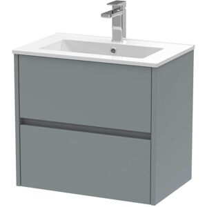 HUDSON REED Nuie Havana Matt Coastal Grey 600mm Wall Hung 2 Drawer Vanity Unit and Minimalist Ceramic Basin - HAV2304B HUDSON REED Nuie Havana Matt Coastal Grey 600mm Wall Hung 2 Drawer Vanity Unit and Minimalist Ceramic Basin - HAV2304B