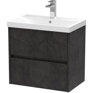 Hudson Reed - Nuie Havana Matt Metallic Slate 600mm Wall Hung 2 Drawer Vanity Unit and Thin Edge Ceramic Basin - HAV2604D Hudson Reed - Nuie Havana Matt Metallic Slate 600mm Wall Hung 2 Drawer Vanity Unit and Thin Edge Ceramic Basin - HAV2604D