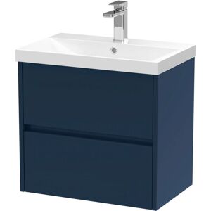 HUDSON REED Nuie Havana Satin Midnight Blue 600mm Wall Hung 2 Drawer Vanity Unit and Thin Edge Ceramic Basin - HAV2904D HUDSON REED Nuie Havana Satin Midnight Blue 600mm Wall Hung 2 Drawer Vanity Unit and Thin Edge Ceramic Basin - HAV2904D