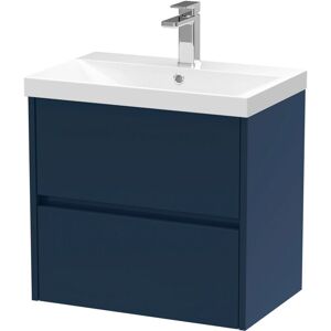 HUDSON REED Nuie Havana Satin Midnight Blue 600mm Wall Hung 2 Drawer Vanity Unit and Thin Edge Ceramic Basin - HAV2904D HUDSON REED Nuie Havana Satin Midnight Blue 600mm Wall Hung 2 Drawer Vanity Unit and Thin Edge Ceramic Basin - HAV2904D