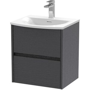 HUDSON REED Nuie Havana Graphite Grey Woodgrain 500mm Wall Hung 2 Drawer Vanity Unit and Curved Ceramic Basin - HAV2202G HUDSON REED Nuie Havana Graphite Grey Woodgrain 500mm Wall Hung 2 Drawer Vanity Unit and Curved Ceramic Basin - HAV2202G