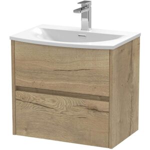 Hudson Reed - Nuie Havana Autumn Oak Woodgrain 600mm Wall Hung 2 Drawer Vanity Unit and Curved Ceramic Basin - HAV804G Hudson Reed - Nuie Havana Autumn Oak Woodgrain 600mm Wall Hung 2 Drawer Vanity Unit and Curved Ceramic Basin - HAV804G