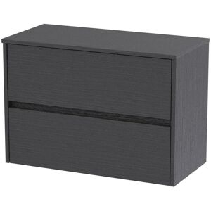 Hudson Reed - Nuie Havana Graphite Grey Woodgrain 800mm Wall Hung 2 Drawer Vanity Unit with Worktop - HAV2206W Hudson Reed - Nuie Havana Graphite Grey Woodgrain 800mm Wall Hung 2 Drawer Vanity Unit with Worktop - HAV2206W