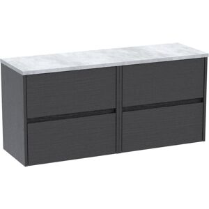 HUDSON REED Havana Wall Hung 4-Drawer Vanity Unit with Bellato Grey Worktop 1200mm Wide - Graphite Grey Woodgrain HUDSON REED Havana Wall Hung 4-Drawer Vanity Unit with Bellato Grey Worktop 1200mm Wide - Graphite Grey Woodgrain