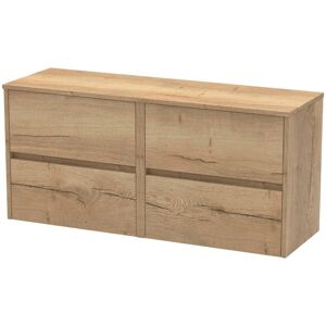 Hudson Reed - Nuie Havana Autumn Oak Woodgrain 1200mm Wall Hung 4 Drawer Vanity Unit and Worktop - HAV804W2 Hudson Reed - Nuie Havana Autumn Oak Woodgrain 1200mm Wall Hung 4 Drawer Vanity Unit and Worktop - HAV804W2