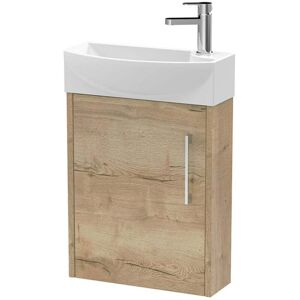 Hudson Reed Juno Compact LH Wall Hung Vanity Unit and Basin 440mm Wide - Autumn Oak Hudson Reed Juno Compact LH Wall Hung Vanity Unit and Basin 440mm Wide - Autumn Oak