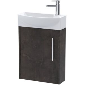 Hudson Reed - Juno Compact lh Wall Hung Vanity Unit and Basin 440mm Wide - Metallic Slate Hudson Reed - Juno Compact lh Wall Hung Vanity Unit and Basin 440mm Wide - Metallic Slate