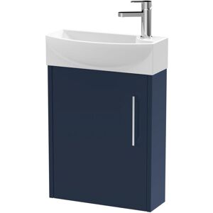 Hudson Reed - Juno Compact lh Wall Hung Vanity Unit and Basin 440mm Wide - Midnight Blue Hudson Reed - Juno Compact lh Wall Hung Vanity Unit and Basin 440mm Wide - Midnight Blue