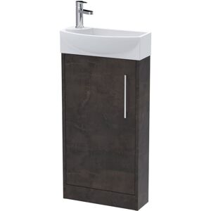 Hudson Reed - Juno Compact Matt Metallic Slate 440mm Single Door Vanity Unit and Right Hand Curved Ceramic Basin - JNU2621R Hudson Reed - Juno Compact Matt Metallic Slate 440mm Single Door Vanity Unit and Right Hand Curved Ceramic Basin - JNU2621R