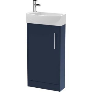 Juno Compact Satin Midnight Blue 440mm Single Door Vanity Unit and Right Hand Curved Ceramic Basin - JNU2921R - Hudson Reed Juno Compact Satin Midnight Blue 440mm Single Door Vanity Unit and Right Hand Curved Ceramic Basin - JNU2921R - Hudson Reed