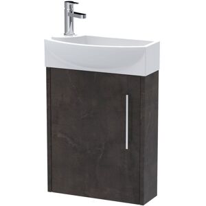 Juno Compact Matt Metallic Slate 440mm Wall Hung Single Door Vanity Unit and Right Hand Curved Ceramic Basin - JNU2661R - Hudson Reed Juno Compact Matt Metallic Slate 440mm Wall Hung Single Door Vanity Unit and Right Hand Curved Ceramic Basin - JNU2661R - Hudson Reed