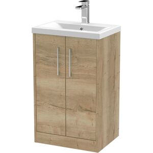 Hudson Reed - Juno Floor Standing 2-Door Vanity Unit with Basin 1 500mm Wide - Autumn Oak Hudson Reed - Juno Floor Standing 2-Door Vanity Unit with Basin 1 500mm Wide - Autumn Oak