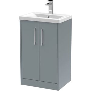Hudson Reed - Juno Floor Standing 2-Door Vanity Unit with Basin 1 500mm Wide - Coastal Grey Hudson Reed - Juno Floor Standing 2-Door Vanity Unit with Basin 1 500mm Wide - Coastal Grey