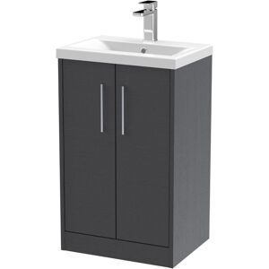 Juno Floor Standing 2-Door Vanity Unit with Basin 1 500mm Wide - Graphite Grey - Hudson Reed Juno Floor Standing 2-Door Vanity Unit with Basin 1 500mm Wide - Graphite Grey - Hudson Reed