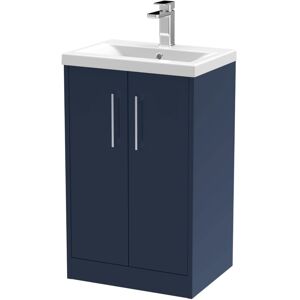 Hudson Reed - Juno Floor Standing 2-Door Vanity Unit with Basin 1 500mm Wide - Midnight Blue Hudson Reed - Juno Floor Standing 2-Door Vanity Unit with Basin 1 500mm Wide - Midnight Blue