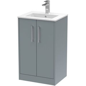Hudson Reed - Juno Floor Standing 2-Door Vanity Unit with Basin 2 500mm Wide - Coastal Grey Hudson Reed - Juno Floor Standing 2-Door Vanity Unit with Basin 2 500mm Wide - Coastal Grey