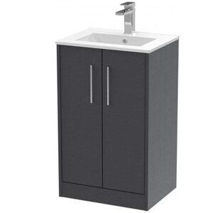 Juno Floor Standing 2-Door Vanity Unit with Basin 2 500mm Wide - Graphite Grey - Hudson Reed Juno Floor Standing 2-Door Vanity Unit with Basin 2 500mm Wide - Graphite Grey - Hudson Reed