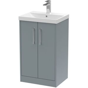 Hudson Reed Juno Floor Standing 2-Door Vanity Unit with Basin 3 500mm Wide - Coastal Grey Hudson Reed Juno Floor Standing 2-Door Vanity Unit with Basin 3 500mm Wide - Coastal Grey