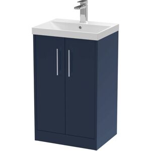 Juno Floor Standing 2-Door Vanity Unit with Basin 3 500mm Wide - Midnight Blue - Hudson Reed Juno Floor Standing 2-Door Vanity Unit with Basin 3 500mm Wide - Midnight Blue - Hudson Reed