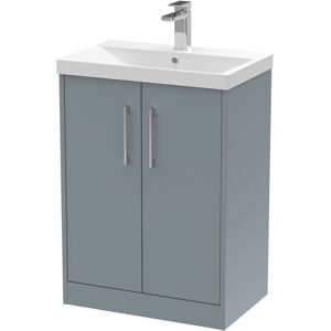 Hudson Reed - Juno Floor Standing 2-Door Vanity Unit with Basin 3 600mm Wide - Coastal Grey Hudson Reed - Juno Floor Standing 2-Door Vanity Unit with Basin 3 600mm Wide - Coastal Grey